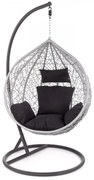 Závesné hojdacie kreslo Egg sivé/čierne