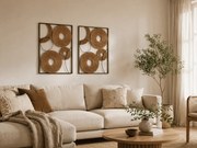 Súprava 2 ks nástennej dekorácie CIRCLES kov 48x68 cm, čierna / hnedá