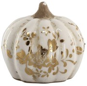 Krémová antik keramická dekorácia tekvice Melun gold S - Ø 9*8 cm