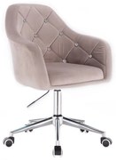 LuxuryForm DESIGN Kreslo ROMA VELUR na striebornej podstave s kolieskami - svetlo šedé