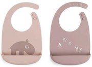 Done by Deer Set silikónových podbradníkov 2ks Ozzo ružová