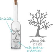 Pieskovaná fľaša Lirica Svadobné slivovica STROM LÁSKY 0,5 l