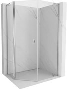Mexen Mist L, päťuholníkový sprchový kút s krídlovými dverami, 80 x 90 cm, 8mm číre sklo, chrómový profil, 8A8L-080-090-01-00