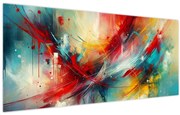 Obraz – Abstrakcia s červenou (120x50 cm)