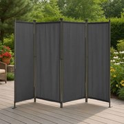 Záhradný 4-panelový skladací paraván proti vetru a slnku - 167 x 216 cm sivá