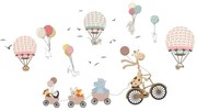 Detská samolepka na stenu Ambiance Animals and Hot Air Balloons in the Clouds, 90 x 60 cm