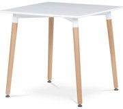 Jídelní stůl 80x80x74 cm, MDF / kovová kostrukce - bílý matný lak, dřevěné nohy