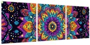 Obraz - Kaleidoskopická mandala (s hodinami) (90x30 cm)
