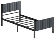 Jednolôžková kovová posteľ LUNOR 90x200 cm, antracit, nosnosť 120 kg