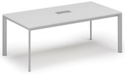 Rokovací stôl PRIMO INVITATION, 200x100 cm, biela + stolná zásuvka TYP I, strieborná