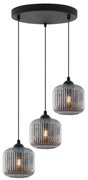 Závesné svietidlo Riffle, 3x grafitové sklenené tienidlo, o