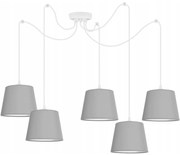 Závesné svietidlo Milano Spider, 5x textilné tienidlo (mix 4 farieb), (výber z 2 farieb konštrukcie)