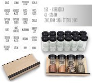 Orion Sada 16ks koreničiek BLACK 80ml + 4ks organizér na koreničky VASKY (nízky) + sada 24ks štítkov