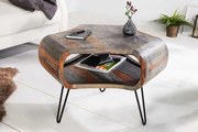 Dizajnový konferenčný stolík Lorelei, 70 cm, sheesham, sivý