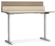 Výškovo nastaviteľný stôl SINGLE LAYERS, 160x80 cm, 2 motory, s prepážkami, dub prírodný/dub morený