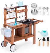 Vonkajšia kuchynka pre deti s doplnkami, z jedľového dreva, ECOTOYS