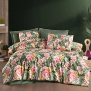 Obliečky bavlnené Victoria zelená TiaHome - 2x Vankúš 90x70cm, 1x Paplón 200x220cm