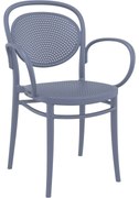 MARCEL XL záhradná stolička s podrúčkami dark grey