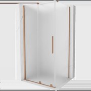 Mexen Velar posuvný sprchovací kút 90 x 75 cm, matné sklo, brúsená meď - 871-090-075-31-65