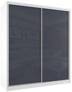 Šatníková skriňa 158cm Belini biely mat / šedý lesk s posuvnými dverami  BM SZP3/2/W/W/S/HI