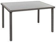 Záhradný stôl HWC-G19, polyratan,120x75cm - sivý