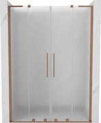 Mexen Velar L Duo, posuvné sprchové dvere do otvoru 160 cm, 8mm sklo námraza, medená matná, 871-160-003-32-65