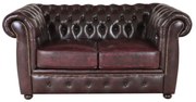 Pohovka dvojmiestna Chesterfield Liverpool z pravej hovädzej kože New Red New Red