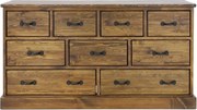 Rustikálna veľká komoda - bielizník s 9 zásuvkami, 152x45x80 cm