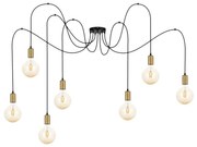 Luster na lanku MIROS 7xE27/60W/230V pavúk čierna/zlatá