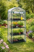 Mini fóliový skleník s policami BestBerg BBGH-158 / 68 × 49 × 158 cm / čierna/transparentná