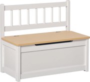 HOMCOM Úložná truhlica pre deti s opierkou a mäkkým víkom, nosnosť 40 kg, do detských izieb, 60x30x50 cm, biela | Aosom