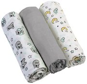 Vulpi Mušelínové látkové plienky s potlačou 70x70 3v1 Farba: sivá