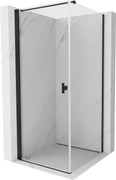Mexen Mist-B, 1-krídlový výklopný sprchový kút 80 x 80 cm, číre sklo, čierny profil, 8A2T-080-080-70-00