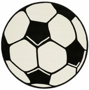 Kusový koberec Prime Pile Fussball 100015, 100x100 (priemer) kruh, čiernobiela, detská izba, Hanse Home