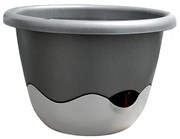 Samozavlažovací kvetináč Mareta 25 antracit, závesný, Plastia, pr. 25 cm