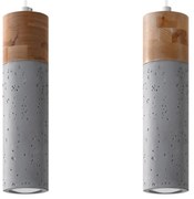 Závesné svietidlo Zane, 2x drevené/betónové tienidlo