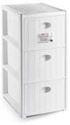 STEFANPLAST Úložný plastový regál Elegance Slim, 3 zásuvky, biely