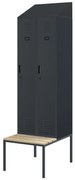 Šatníková skriňa s lavicou a strechou KACPER II PRO, 600 x 2295 x 850 mm, antracitová