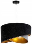 Závesné svietidlo Mediolan, 1x čierne/šedé/zlaté textilné tienidlo