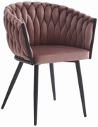 Tmavo ružové jedálenské kreslo ORION VELVET s čiernymi nohami