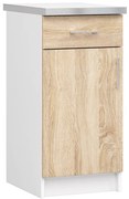 Spodná kuchynská skrinka s doskou LIMA S40 SZ1 biela / dub sonoma