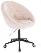 LuxuryForm DESIGN Kreslo VERA VELUR na čiernej podstave s kolieskami - krémové