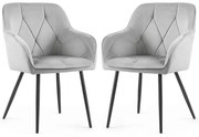 Sada dvoch jedálenských stoličiek DIAMANT zamatové, sivé / čierne nohy (2 ks)