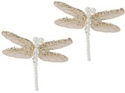 Set vianočných ozdôb Vážka, zlatá, 13x9x1,5 cm, SET 2 KS