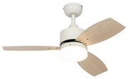 Vonkajší stropný ventilátor biely s potlačou dreva 91,3 cm vrátane LED stmievateľný s diaľkovým ovládaním IP44 - Toledo
