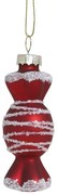 Červenobiela sklenená vianočná ozdoba cukrík - Ø 3,5*8,5cm