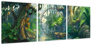 Obraz - Ilustrácia tropického lesa (s hodinami) (90x30 cm)