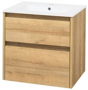 Mereo Mereo, Opto, kúpeľňová skrinka s keramickým umývadlom 61 cm, biela, dub, biela/dub, čierna, MER-CN920