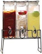 JJA Sada 3 sklenených fliaš, trojitý zásobník na nápoje / pracie gély a aviváž, 3x1,5l