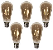 Sada 5 ks E27 dimbare LED lamp ST64 smoke 2W 200 lm 2700K